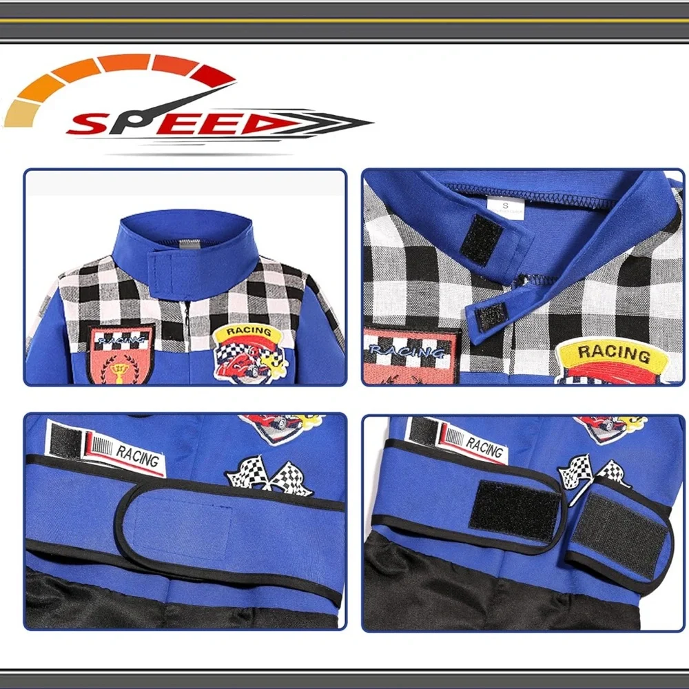 NEW Kids Race Car Driver Costume Blue and Black